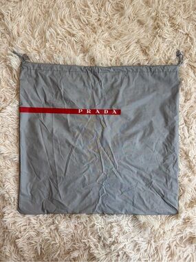 Prada Authentic Gray Nylon Drawstring Dust Bag Shoe Handbag Storage Logo